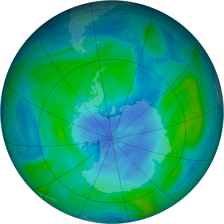 Antarctic ozone map for 22 February 2003
